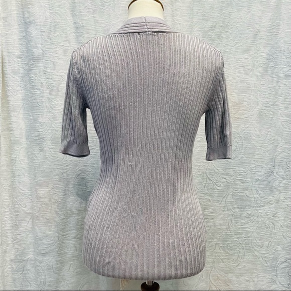 Brooks Brothers S/S Ribbed Cardigan in Cloud - Picture 5 of 10